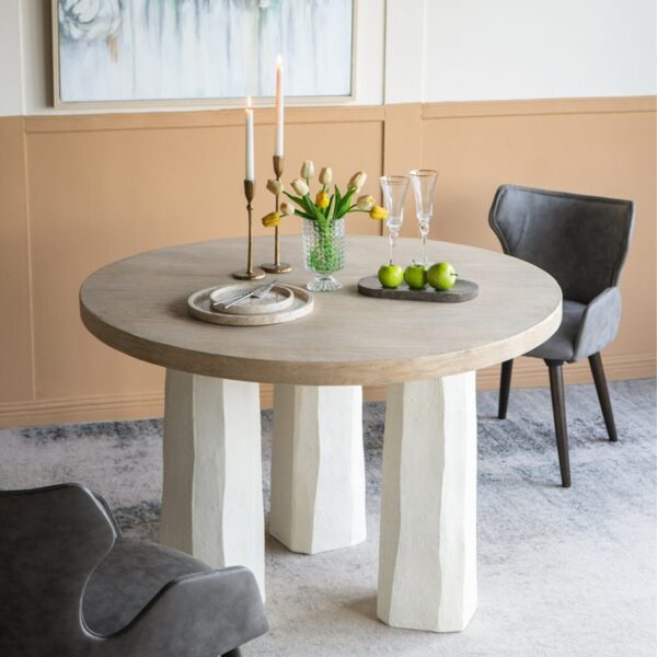 Artekko Alcott Τραπέζι από Μαγνήσιο Ξύλο Ελάτης MDF Λευκό Φυσική Απόχρωση