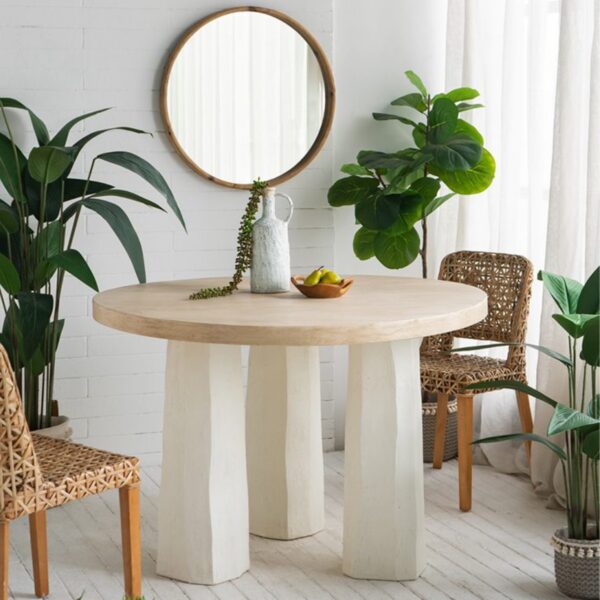 Artekko Alcott Τραπέζι από Μαγνήσιο Ξύλο Ελάτης MDF Λευκό Φυσική Απόχρωση