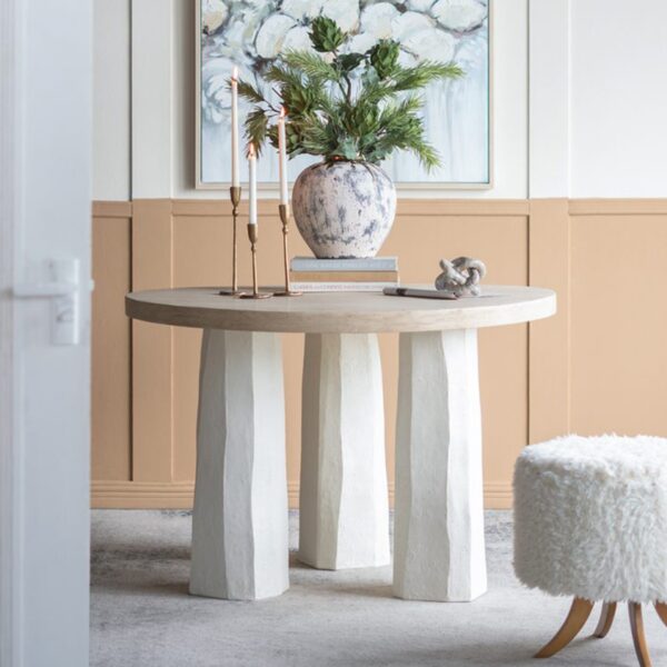 Artekko Alcott Τραπέζι από Μαγνήσιο Ξύλο Ελάτης MDF Λευκό Φυσική Απόχρωση