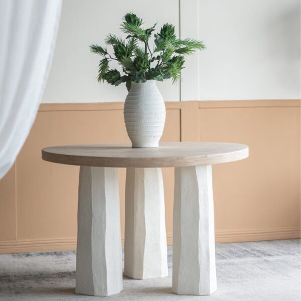 Artekko Alcott Τραπέζι από Μαγνήσιο Ξύλο Ελάτης MDF Λευκό Φυσική Απόχρωση