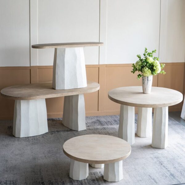 Artekko Alcott Τραπέζι από Μαγνήσιο Ξύλο Ελάτης MDF Λευκό Φυσική Απόχρωση