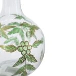 Artekko Aphelios Διάφανο Γυάλινο Βάζο Διακοσμημένο με Πράσινα Λουλούδια (20x20x28)cm