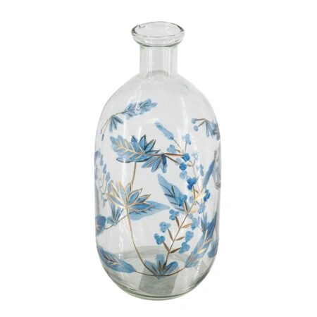 Artekko Aphelios Διάφανο Γυάλινο Βάζο με Μπλε Λουλούδια (11.5x11.5x25.5)cm
