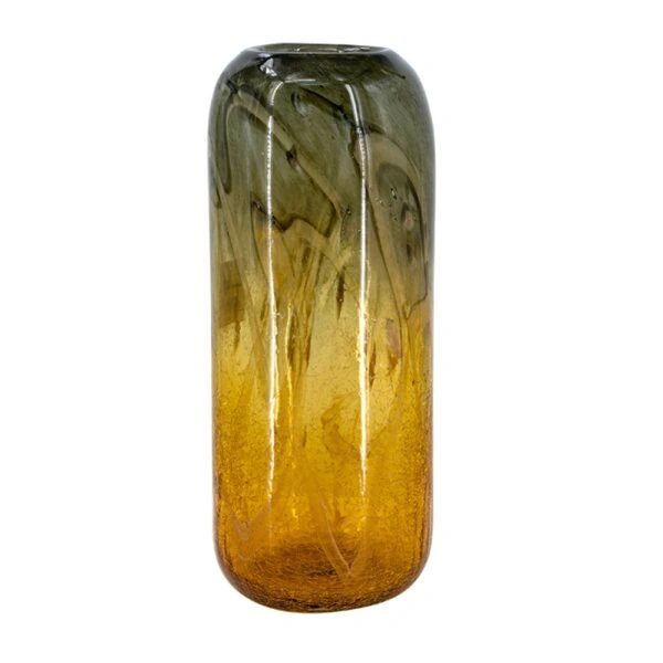 Artekko Sunset Γυάλινο Διακοσμητικό Βάζο σε Πορτοκαλί και Μαύρη Απόχρωση (14.5x14.5x38)cm