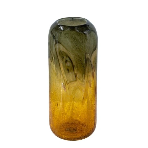 Artekko Sunset Γυάλινο Διακοσμητικό Βάζο σε Πορτοκαλί και Μαύρη Απόχρωση (14.5x14.5x38)cm