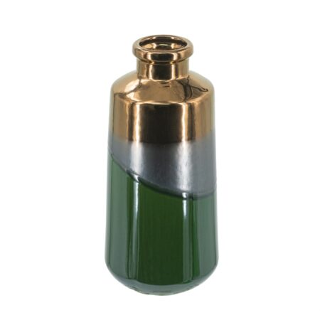 Artekko Electric Κεραμικό Βάζο σε Πράσινο με Μπρονζέ (14x14x30)cm