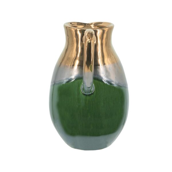 Artekko Electric Κεραμικό Βάζο Κανάτα σε Πράσινο με Μπρονζέ (20.5x16x25)cm