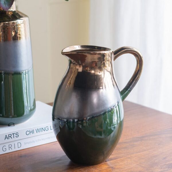 Artekko Electric Κεραμικό Βάζο Κανάτα σε Πράσινο με Μπρονζέ (20.5x16x25)cm