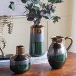 Artekko Electric Κεραμικό Βάζο Κανάτα σε Πράσινο με Μπρονζέ (20.5x16x25)cm