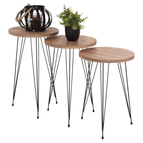 ΣΕΤ ΒΟΗΘ.ΤΡΑΠΕΖΑΚΙΑ NISSA HM18173.04 ΜΕΛΑΜΙΝΗ ΣΕ ΦΥΣΙΚΟ-ΜΑΥΡΑ ΜΕΤΑΛ.ΠΟΔΙΑ