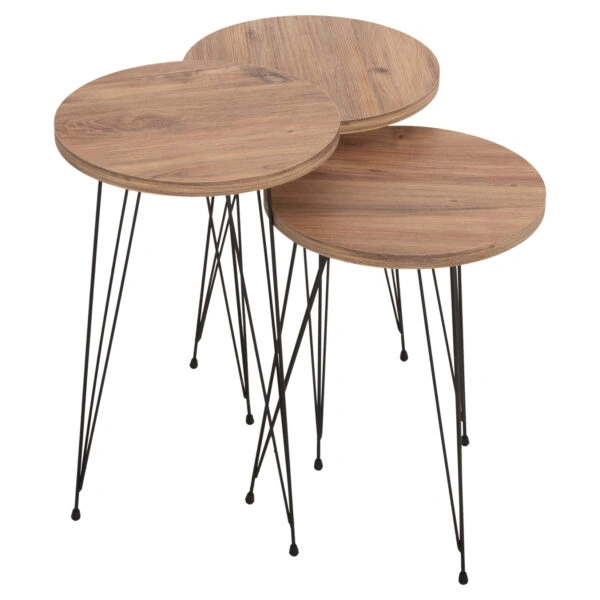 ΣΕΤ ΒΟΗΘ.ΤΡΑΠΕΖΑΚΙΑ NISSA HM18173.04 ΜΕΛΑΜΙΝΗ ΣΕ ΦΥΣΙΚΟ-ΜΑΥΡΑ ΜΕΤΑΛ.ΠΟΔΙΑ