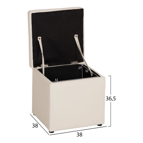 ΣΚΑΜΠΟ ΜΕ ΑΠΟΘΗΚΕΥΤΙΚΟ ΧΩΡΟ PU ΛΕΥΚΟ CUBE HM224.02 36,5x36,5x36Υεκ.