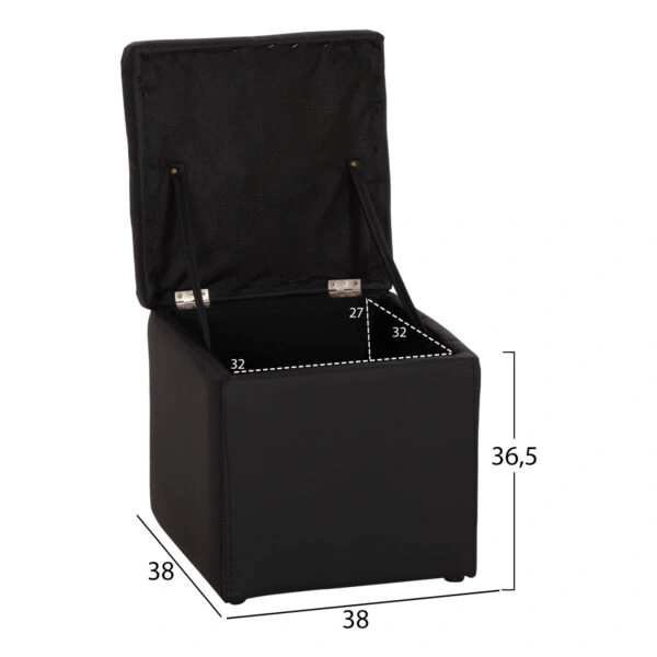 ΣΚΑΜΠΩ ΜΕ ΑΠΟΘΗΚΕΥΤΙΚΟ ΧΩΡΟ PU ΜΑΥΡΟ CUBE HM224.01 36,5x36,5x36Υεκ.