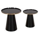 ΤΡΑΠΕΖΙA ΣΑΛΟΝΙΟΥ 2ΤΜΧ BENG HM9920 ΜΕΤΑΛΛΟ ΕΜΑΓΙΕ TOP-ΒΑΣΗ ΜΑΤ-ΜΑΥΡΟ Φ50 & Φ40 εκ.