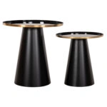 ΤΡΑΠΕΖΙA ΣΑΛΟΝΙΟΥ 2ΤΜΧ BENG HM9920 ΜΕΤΑΛΛΟ ΕΜΑΓΙΕ TOP-ΒΑΣΗ ΜΑΤ-ΜΑΥΡΟ Φ50 & Φ40 εκ.