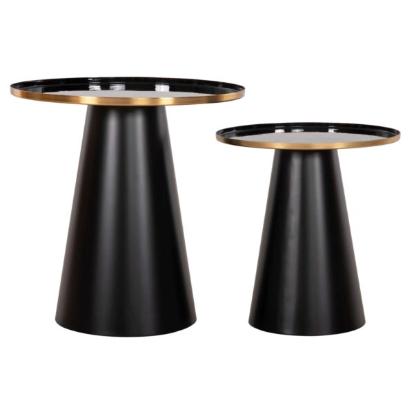 ΤΡΑΠΕΖΙA ΣΑΛΟΝΙΟΥ 2ΤΜΧ BENG HM9920 ΜΕΤΑΛΛΟ ΕΜΑΓΙΕ TOP-ΒΑΣΗ ΜΑΤ-ΜΑΥΡΟ Φ50 & Φ40 εκ.