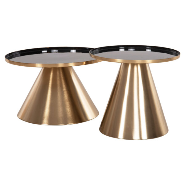 ΤΡΑΠΕΖΙA ΣΑΛΟΝΙΟΥ 2ΤΜΧ LORME HM9923 ΜΕΤΑΛΛΟ ΣΕ ΜΑΥΡΟ&ΧΡΥΣΟ Φ50 & Φ40 εκ.