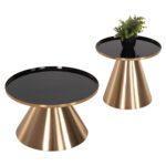 ΤΡΑΠΕΖΙA ΣΑΛΟΝΙΟΥ 2ΤΜΧ LORME HM9923 ΜΕΤΑΛΛΟ ΣΕ ΜΑΥΡΟ&ΧΡΥΣΟ Φ50 & Φ40 εκ.