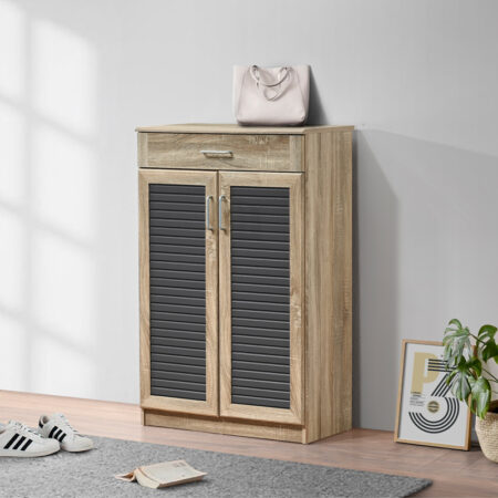 Παπουτσοθήκη-ντουλάπι Sante  20 ζεύγων σε sonoma-ανθρακί απόχρωση 80x37x123εκ