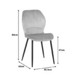 Καρέκλα Jelour  βελούδο σε ανθρακι απόχρωση 46.5x60x84εκ