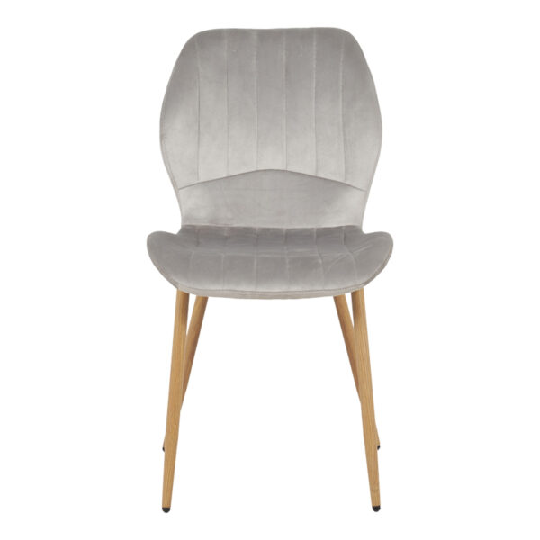 Καρέκλα Jelour  βελούδο σε γκρι απόχρωση-πόδια φυσικά μεταλλικά 46.5x60x84εκ