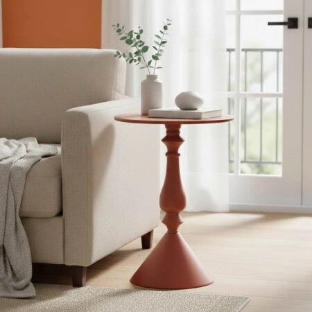 Βοηθητικό τραπέζι Lalou  μέταλλο σε απόχρωση terracotta Φ40x55εκ