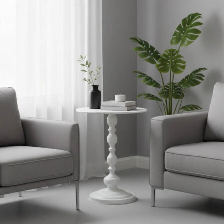 Βοηθητικό τραπέζι Anesor pakoworld μέταλλο σε κρεμ απόχρωση Φ40x52εκ