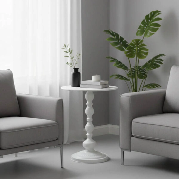 Βοηθητικό τραπέζι Anesor  μέταλλο σε κρεμ απόχρωση Φ40x52εκ