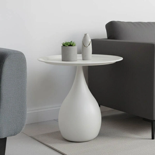 Βοηθητικό τραπέζι Samino μέταλλο σε κρεμ απόχρωση Φ39x42εκ