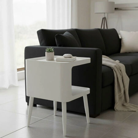 Βοηθητικό τραπέζι Cubino μέταλλο σε κρεμ απόχρωση 35x35x50εκ