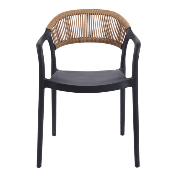 Πολυθρόνα Ankara  στοιβαζόμενη pp-pe rattan σε μαύρη-φυσική απόχρωση 54x55.5x77εκ