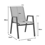 Πολυθρόνα Azelie  στοιβαζόμενη textilene ανθρακί-πόδι αλουμινίου ανθρακί-plywood μπράτσο 56x75x88εκ