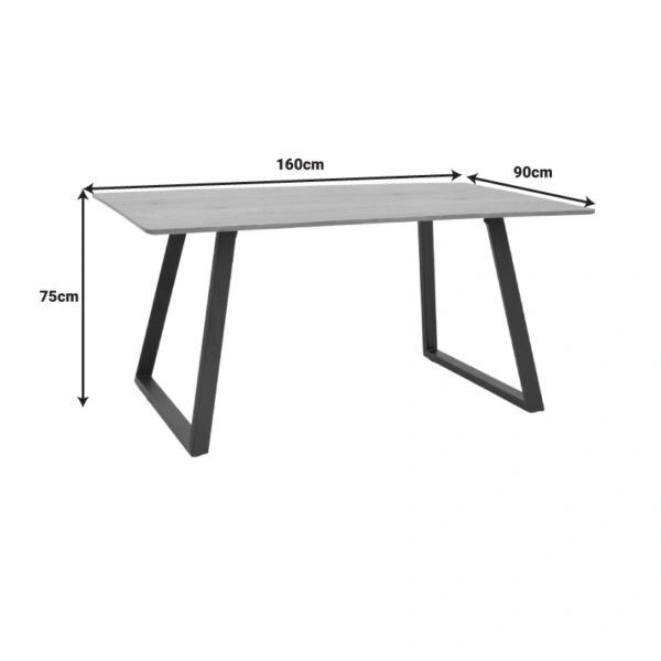 Τραπέζι Winor  φυσικό mdf-πόδι μαύρο μεταλλικό 160x90x75εκ
