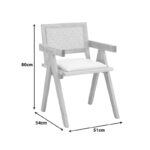 Πολυθρόνα Winslow rubberwood σε φυσική απόχρωση-ύφασμα λευκό 51x54x80εκ