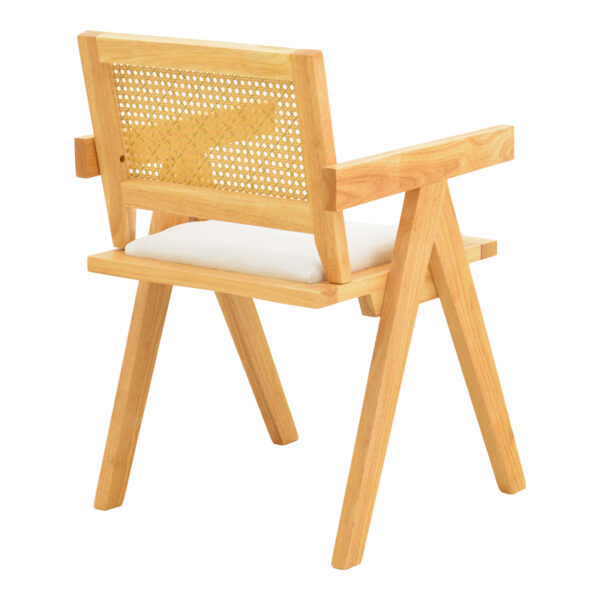 Πολυθρόνα Winslow rubberwood σε φυσική απόχρωση-ύφασμα λευκό 51x54x80εκ