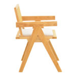 Πολυθρόνα Winslow rubberwood σε φυσική απόχρωση-ύφασμα λευκό 51x54x80εκ