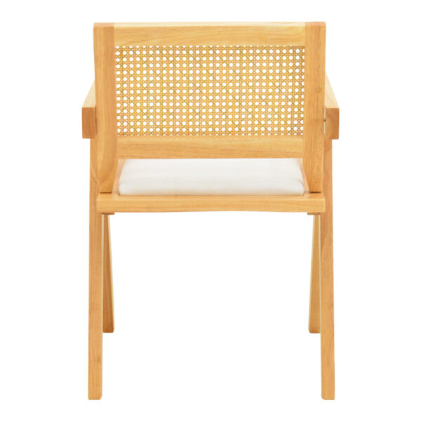 Πολυθρόνα Winslow rubberwood σε φυσική απόχρωση-ύφασμα λευκό 51x54x80εκ