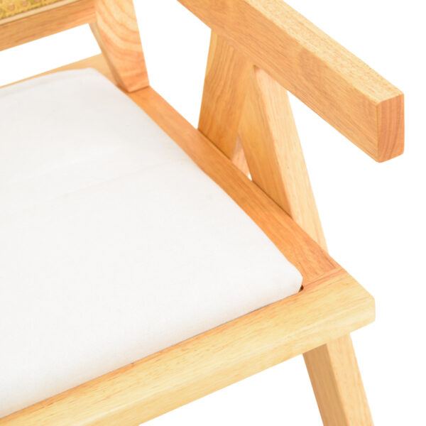 Πολυθρόνα Winslow rubberwood σε φυσική απόχρωση-ύφασμα λευκό 51x54x80εκ