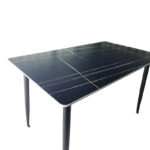 Τραπέζι Pembe  sintered stone μαύρη όψη μαρμάρου με μαύρα μεταλλικά πόδια 120x70x75εκ