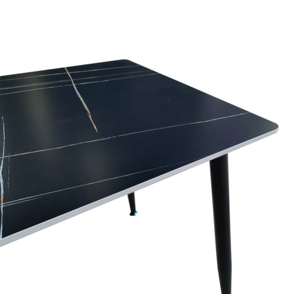 Τραπέζι Pembe  sintered stone μαύρη όψη μαρμάρου με μαύρα μεταλλικά πόδια 120x70x75εκ