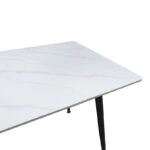Τραπέζι Pembe  sintered stone λευκή όψη μαρμάρου με μαύρα μεταλλικά πόδια 140x80x75εκ