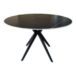 Τραπέζι Orbital sintered stone μαύρη όψη μαρμάρου με μαύρα μεταλλικά πόδια Φ120x76εκ