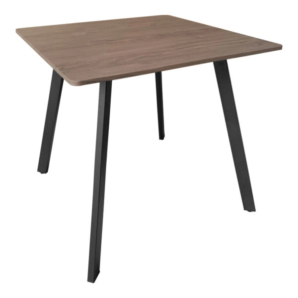 Τραπέζι Squaro  καρυδί mdf με μαύρα μεταλλικά πόδια 80x80x75εκ