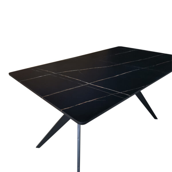 Τραπέζι Ezali  mdf μαύρη όψη μαρμάρου με μαύρα μεταλλικά πόδια 140x80x75εκ