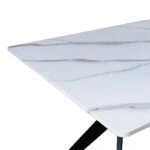 Τραπέζι Ezali  mdf λευκή όψη μαρμάρου με μαύρα μεταλλικά πόδια 140x80x75εκ