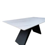 Τραπέζι Mapele  sintered stone λευκή όψη μαρμάρου με μαύρα μεταλλικά πόδια 180x90x75εκ