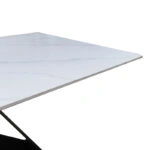 Τραπέζι Mapele  sintered stone λευκή όψη μαρμάρου με μαύρα μεταλλικά πόδια 180x90x75εκ