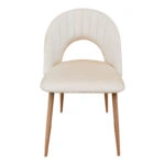 Καρέκλα Lovingo  βελούδο μπεζ με μεταλλικά πόδια σε φυσική απόχρωση 50x47x85.5εκ