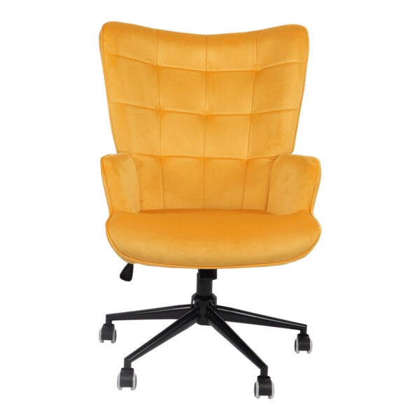 Καρέκλα γραφείου διευθυντή Lobima  περιστρεφόμενη κίτρινο βελούδο 68x71x105-112εκ