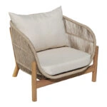 Σαλόνι εξωτερικού χώρου Verilan μασίφ ξύλο ακακίας με σχοινί και μπεζ μαξιλάρια